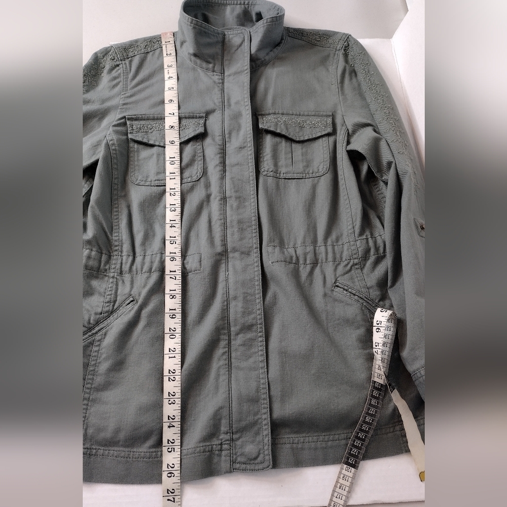 NWOT Talbots Embroidered Full Zipper Snap Button Long Sleeve Utility Jacket - Picture 16 of 16